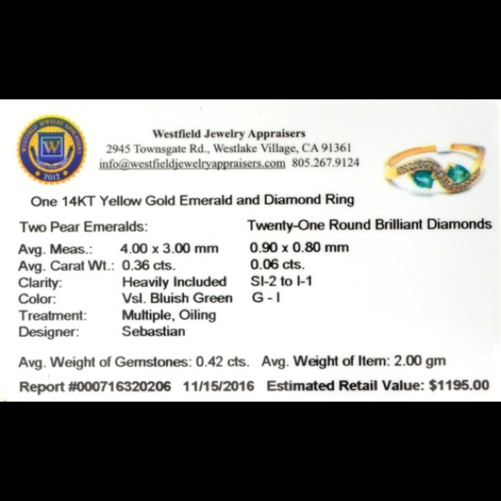 Two Stone Emerald Snake Infinity Stacking Ring 7.… - image 2